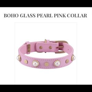 DOSHA pink leather pearl collar & leash NIB
